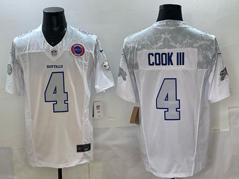 Men 2025 Buffalo Bills 4 Cook iii white 5th generation Throwback Nike Limited NFL Jersey style 010